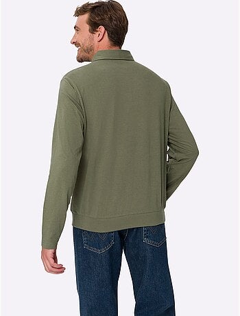 Polo à Manches Longues Empiècements En Carreaux Tissés - Taille Standard - Moda Vilona