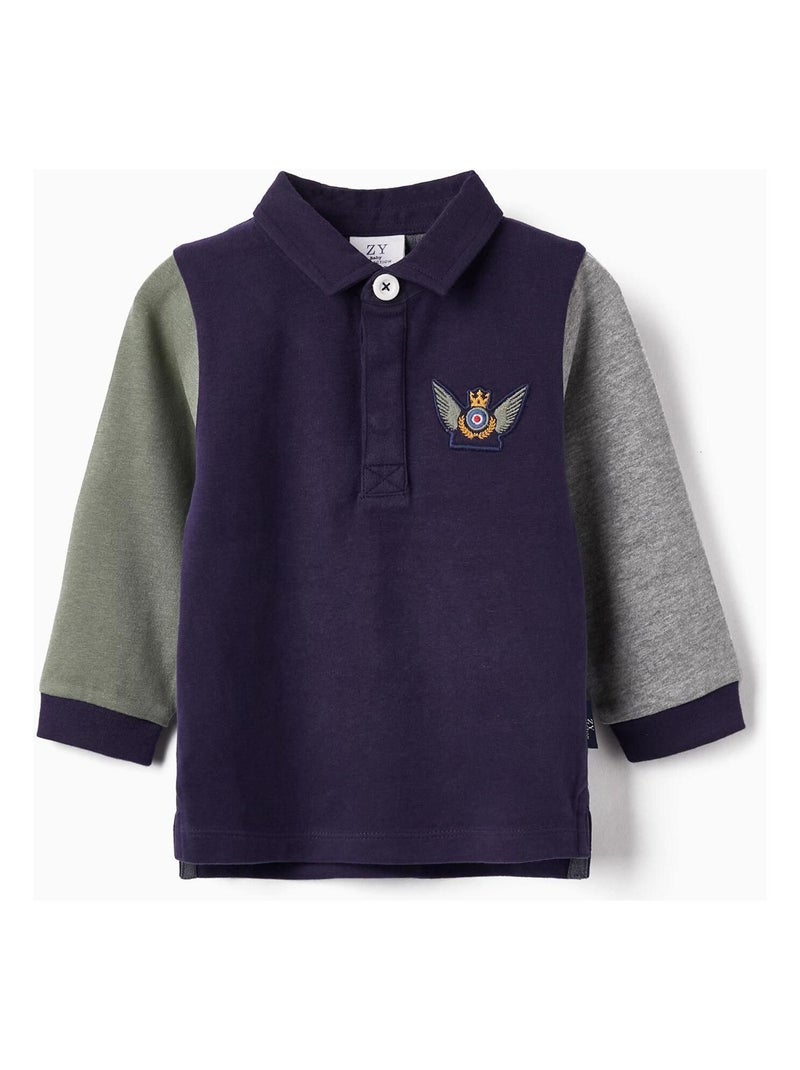 Polo à Manches Longues en Coton pour Bébé Garçon manches longues  ROYALS OFF DUTY Bleu foncé - Kiabi