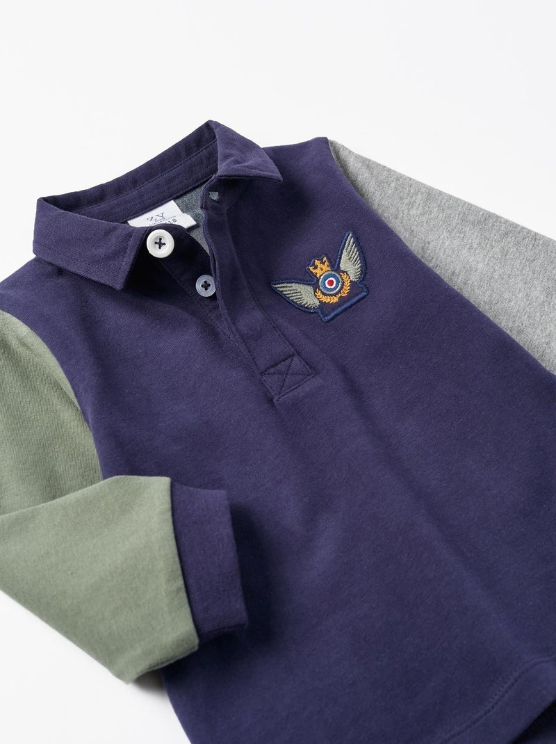 Polo à Manches Longues en Coton pour Bébé Garçon manches longues  ROYALS OFF DUTY Bleu foncé - Kiabi