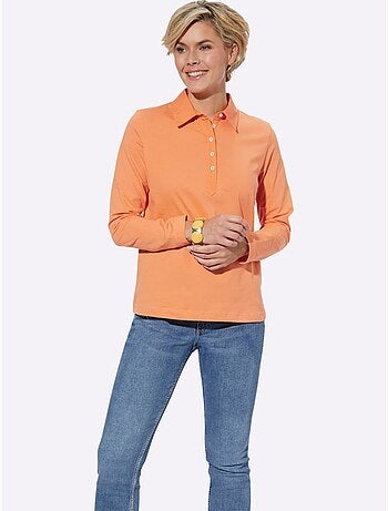 Polo à manches longues en jersey fin avec col polo et patte de boutonnage - taille standard - witt