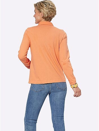 Polo à manches longues en jersey fin avec col polo et patte de boutonnage - taille standard - witt