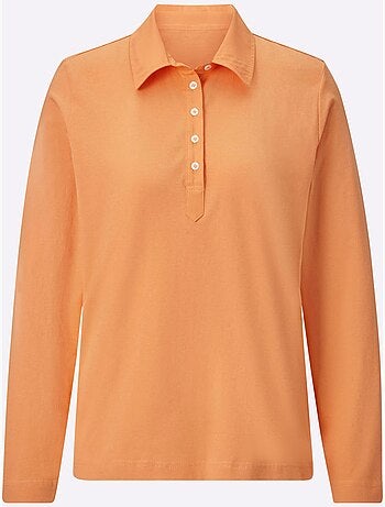Polo à manches longues en jersey fin avec col polo et patte de boutonnage - taille standard - witt