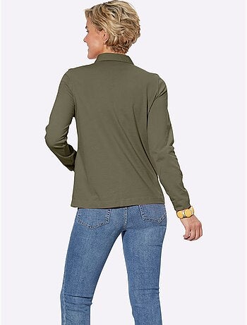 Polo à manches longues en jersey fin avec col polo et patte de boutonnage - taille standard - witt