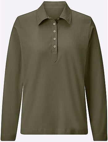 Polo à manches longues en jersey fin avec col polo et patte de boutonnage - taille standard - witt