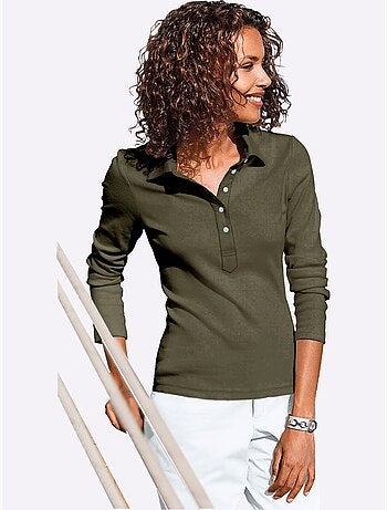 Polo à manches longues en jersey fin avec col polo et patte de boutonnage - taille standard - witt