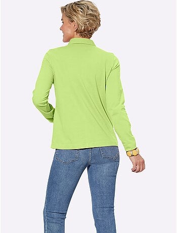 Polo à manches longues en jersey fin avec col polo et patte de boutonnage - Taille standard - Witt