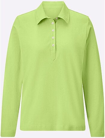 Polo à manches longues en jersey fin avec col polo et patte de boutonnage - Taille standard - Witt