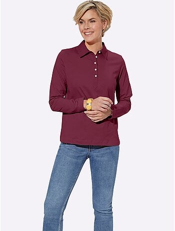 Polo à manches longues en jersey fin avec col polo et patte de boutonnage - taille standard - witt
