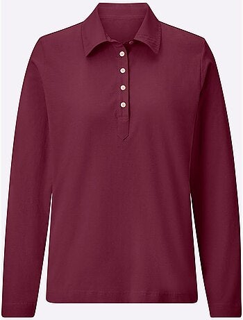 Polo à manches longues en jersey fin avec col polo et patte de boutonnage - taille standard - witt