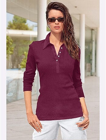 Polo à manches longues en jersey fin avec col polo et patte de boutonnage - taille standard - witt