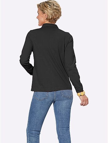 Polo à manches longues en jersey fin avec col polo et patte de boutonnage - Taille standard - Witt