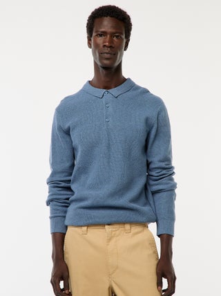 Polo à manches longues en maille fantaisie