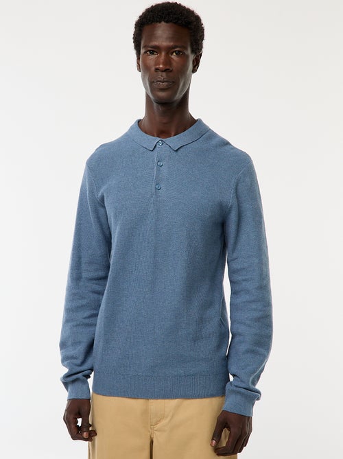 Polo à manches longues en maille fantaisie - Kiabi Polo à manches longues en maille fantaisie - Kiabi