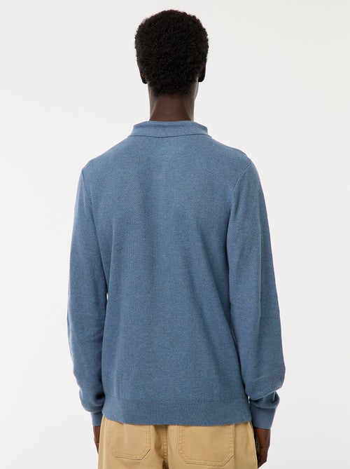 Polo à manches longues en maille fantaisie - Kiabi Polo à manches longues en maille fantaisie - Kiabi