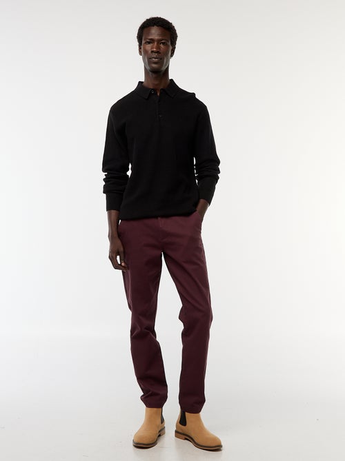 Polo à manches longues en maille fantaisie - Kiabi