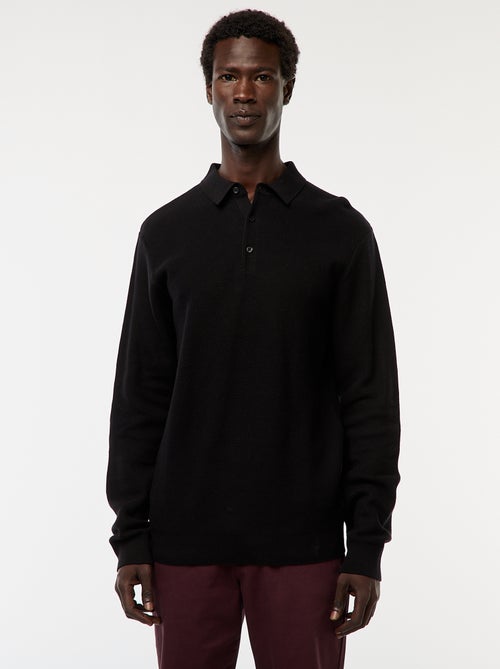 Polo à manches longues en maille fantaisie - Kiabi