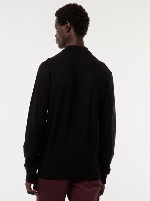 Polo à manches longues en maille fantaisie - Kiabi