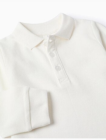 Polo à manches longues en piqué de coton