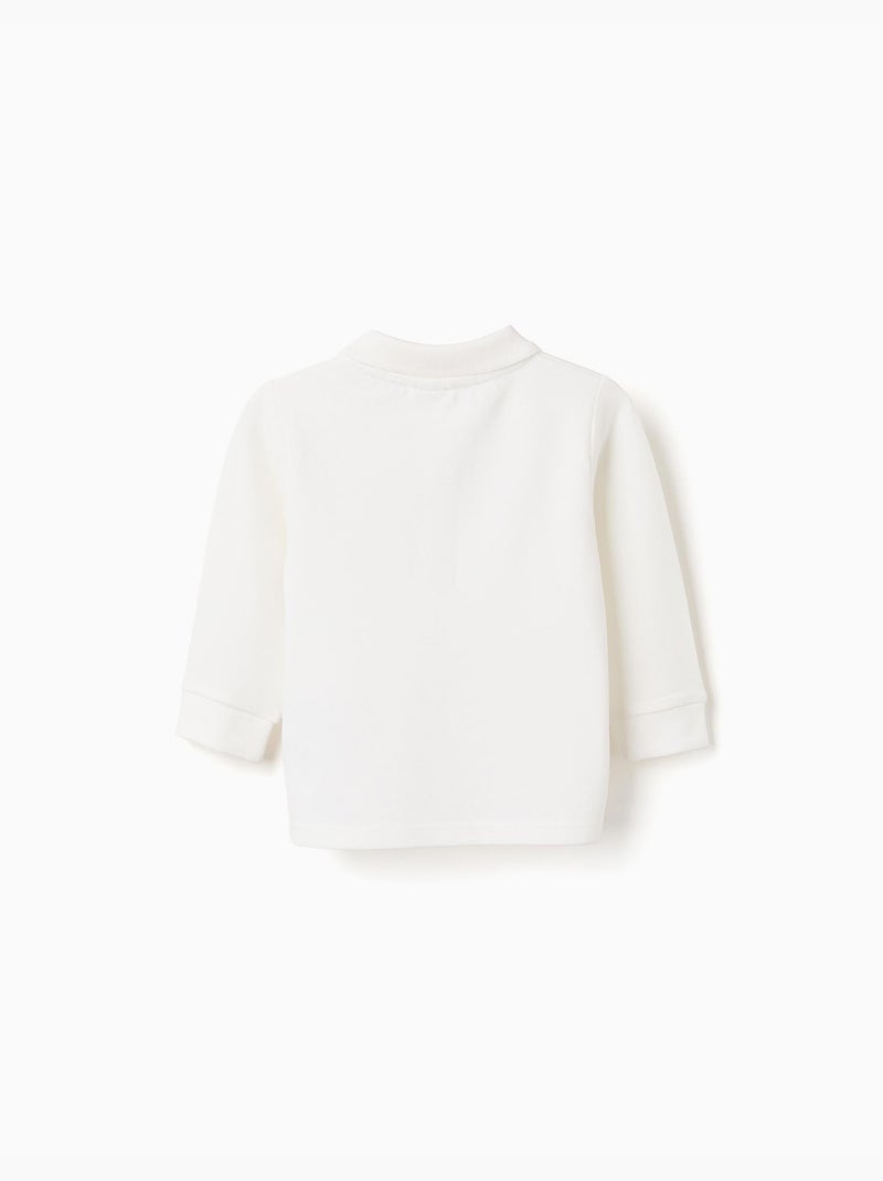 Polo à manches longues en piqué de coton Blanc - Kiabi
