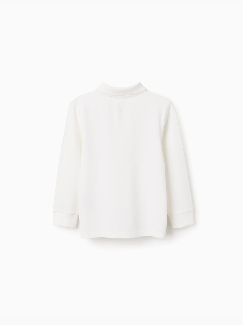 Polo à manches longues en piqué de coton Blanc - Kiabi