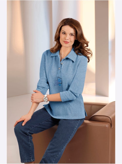 Polo à Manches Longues Fils Chinés - Taille Standard - Witt - Kiabi Polo à Manches Longues Fils Chinés - Taille Standard - Witt - Kiabi