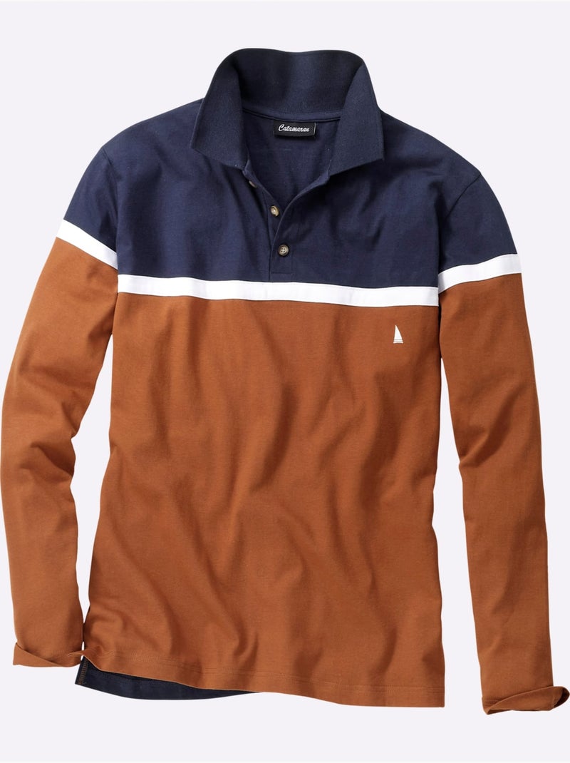 Polo à Manches Longues Jersey Fin - Taille Standard - Witt Bleu marine - Kiabi