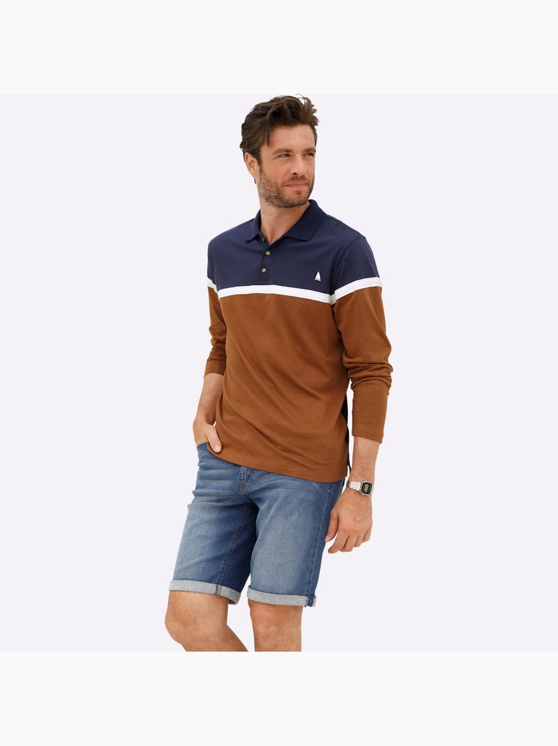 Polo à Manches Longues Jersey Fin - Taille Standard - Witt Bleu marine - Kiabi