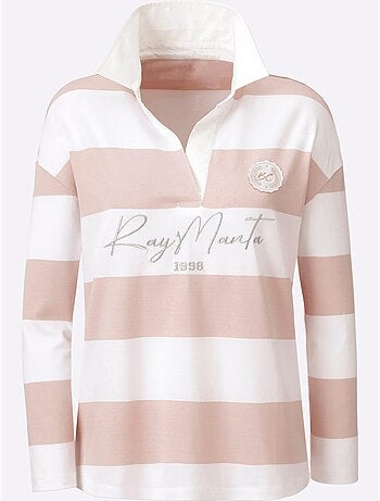 Polo à Manches Longues Motif à Rayures Mode - Taille Standard - Helline