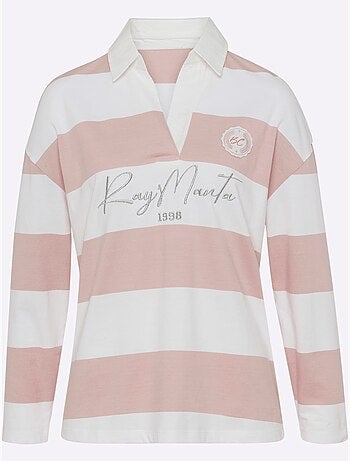 Polo à Manches Longues Motif à Rayures Mode - Taille Standard - Helline