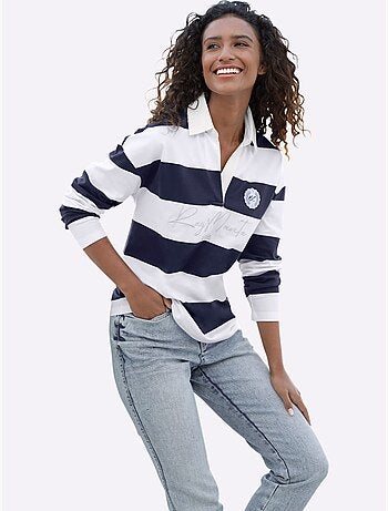 Polo à Manches Longues Motif à Rayures Mode - Taille Standard - Helline