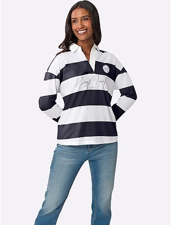 Polo à Manches Longues Motif à Rayures Mode - Taille Standard - Helline