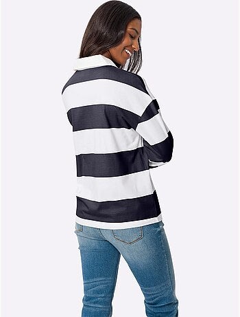 Polo à Manches Longues Motif à Rayures Mode - Taille Standard - Helline