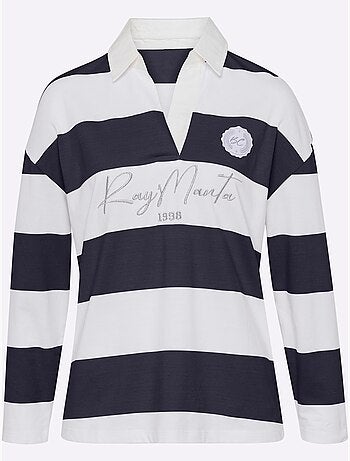 Polo à Manches Longues Motif à Rayures Mode - Taille Standard - Helline