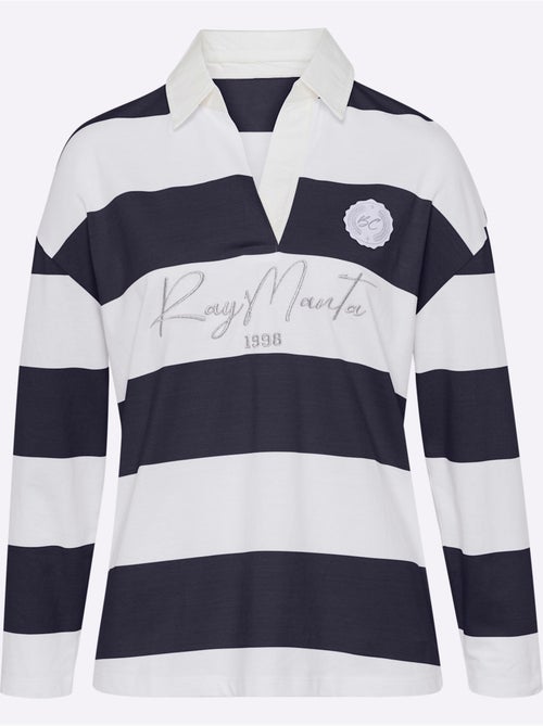 Polo à Manches Longues Motif à Rayures Mode - Taille Standard - helline - Kiabi