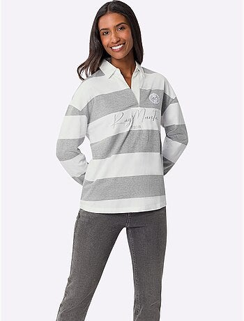 Polo à Manches Longues Motif à Rayures Mode - Taille Standard - Helline