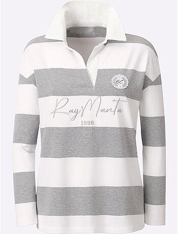 Polo à Manches Longues Motif à Rayures Mode - Taille Standard - Helline