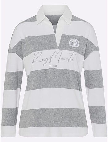 Polo à Manches Longues Motif à Rayures Mode - Taille Standard - Helline