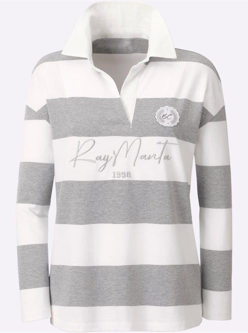 Polo à Manches Longues Motif à Rayures Mode - Taille Standard - helline - Kiabi