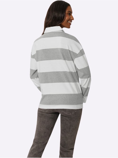 Polo à Manches Longues Motif à Rayures Mode - Taille Standard - helline - Kiabi