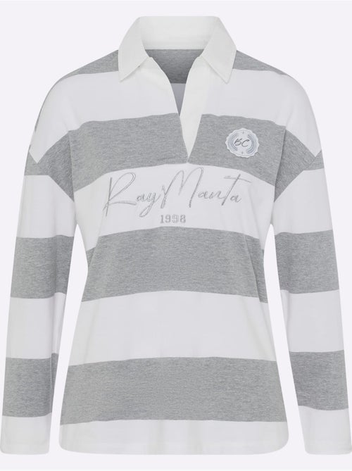 Polo à Manches Longues Motif à Rayures Mode - Taille Standard - helline - Kiabi