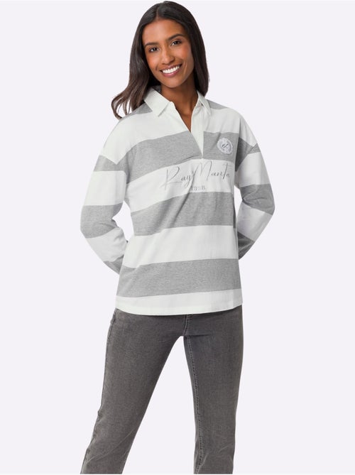 Polo à Manches Longues Motif à Rayures Mode - Taille Standard - helline - Kiabi