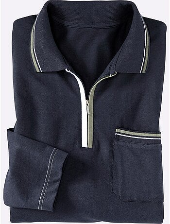 Polo à Manches Longues Passepoil Contrasté - Taille Standard - Moda Vilona