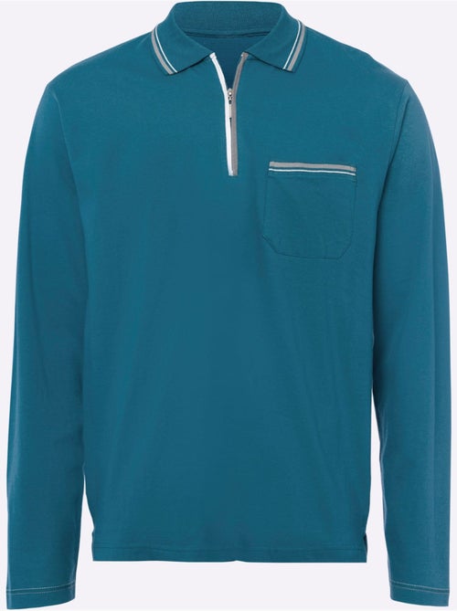 Polo à Manches Longues Passepoil Contrasté - Taille Standard - Moda Vilona - Kiabi