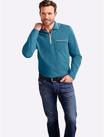 Polo à Manches Longues Passepoil Contrasté - Taille Standard - Moda Vilona