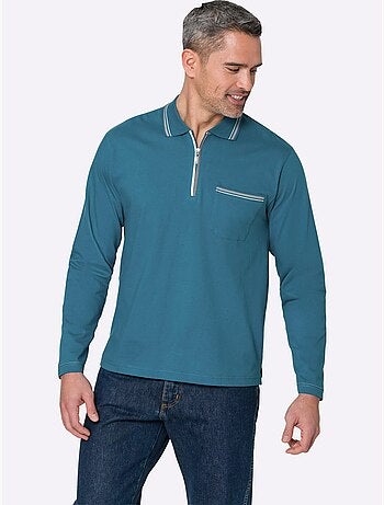Polo à Manches Longues Passepoil Contrasté - Taille Standard - Moda Vilona