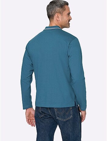 Polo à Manches Longues Passepoil Contrasté - Taille Standard - Moda Vilona