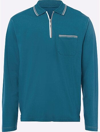 Polo à Manches Longues Passepoil Contrasté - Taille Standard - Moda Vilona