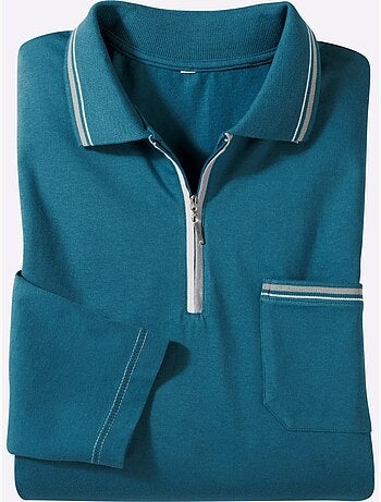 Polo à Manches Longues Passepoil Contrasté - Taille Standard - Moda Vilona