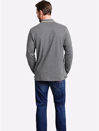 Polo à Manches Longues Passepoil Contrasté - Taille Standard - Moda Vilona