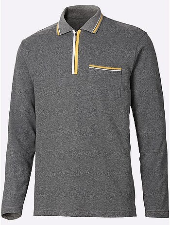 Polo à Manches Longues Passepoil Contrasté - Taille Standard - Moda Vilona